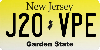 NJ license plate J20VPE