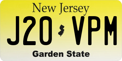 NJ license plate J20VPM