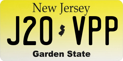 NJ license plate J20VPP