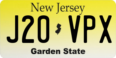 NJ license plate J20VPX