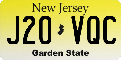 NJ license plate J20VQC
