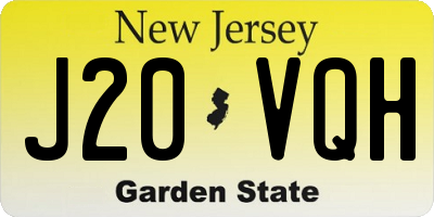 NJ license plate J20VQH