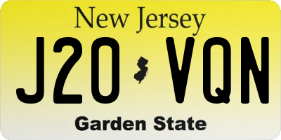 NJ license plate J20VQN