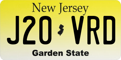 NJ license plate J20VRD