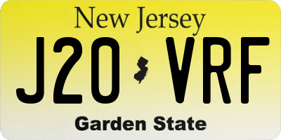 NJ license plate J20VRF