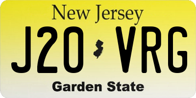 NJ license plate J20VRG