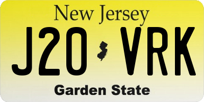 NJ license plate J20VRK