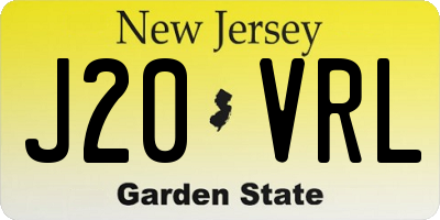 NJ license plate J20VRL