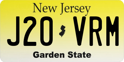 NJ license plate J20VRM