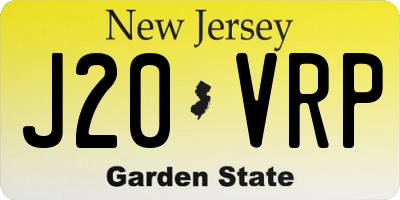 NJ license plate J20VRP