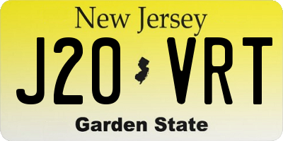 NJ license plate J20VRT