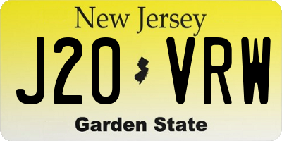 NJ license plate J20VRW