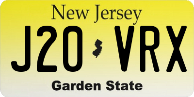 NJ license plate J20VRX
