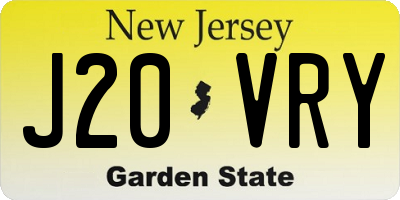 NJ license plate J20VRY