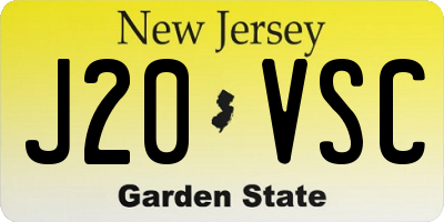 NJ license plate J20VSC
