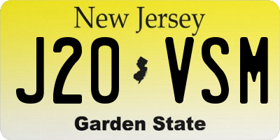 NJ license plate J20VSM