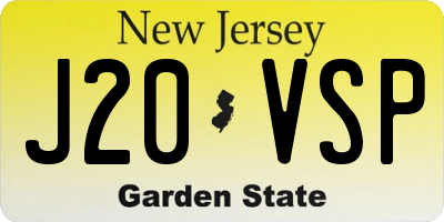 NJ license plate J20VSP