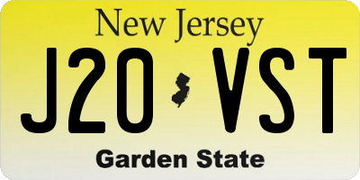 NJ license plate J20VST