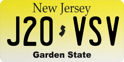 NJ license plate J20VSV