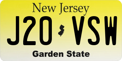 NJ license plate J20VSW