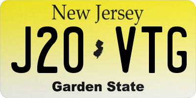 NJ license plate J20VTG