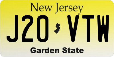 NJ license plate J20VTW