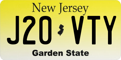 NJ license plate J20VTY