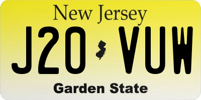 NJ license plate J20VUW