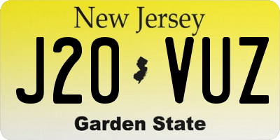 NJ license plate J20VUZ