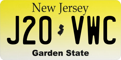 NJ license plate J20VWC
