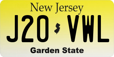 NJ license plate J20VWL
