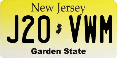 NJ license plate J20VWM