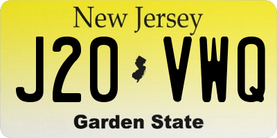 NJ license plate J20VWQ