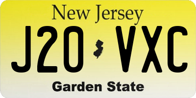 NJ license plate J20VXC