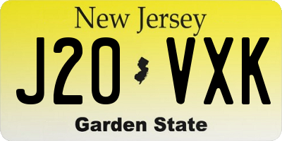 NJ license plate J20VXK