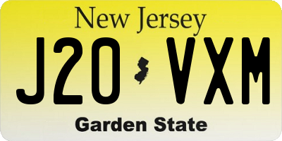 NJ license plate J20VXM