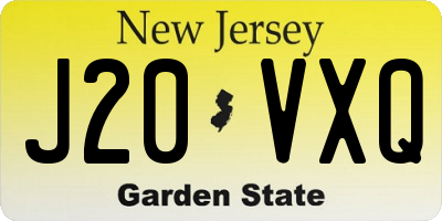 NJ license plate J20VXQ