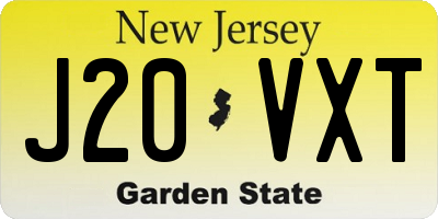 NJ license plate J20VXT