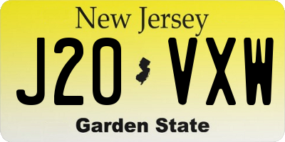 NJ license plate J20VXW