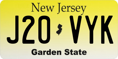 NJ license plate J20VYK