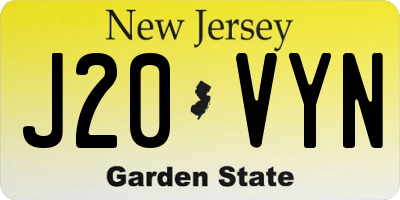 NJ license plate J20VYN
