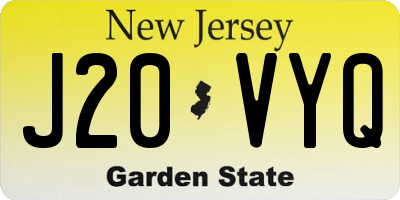 NJ license plate J20VYQ