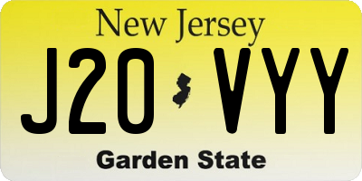 NJ license plate J20VYY