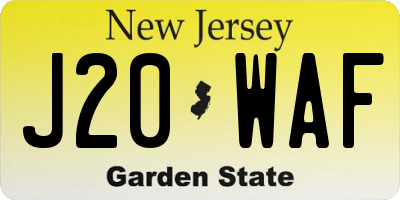 NJ license plate J20WAF