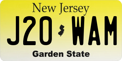 NJ license plate J20WAM