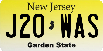 NJ license plate J20WAS