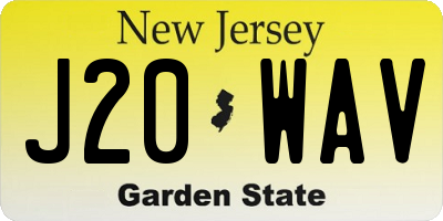 NJ license plate J20WAV