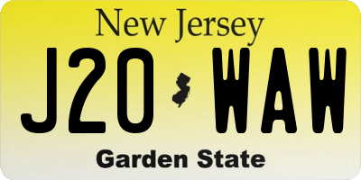 NJ license plate J20WAW