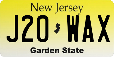 NJ license plate J20WAX