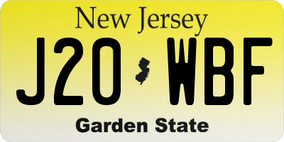 NJ license plate J20WBF